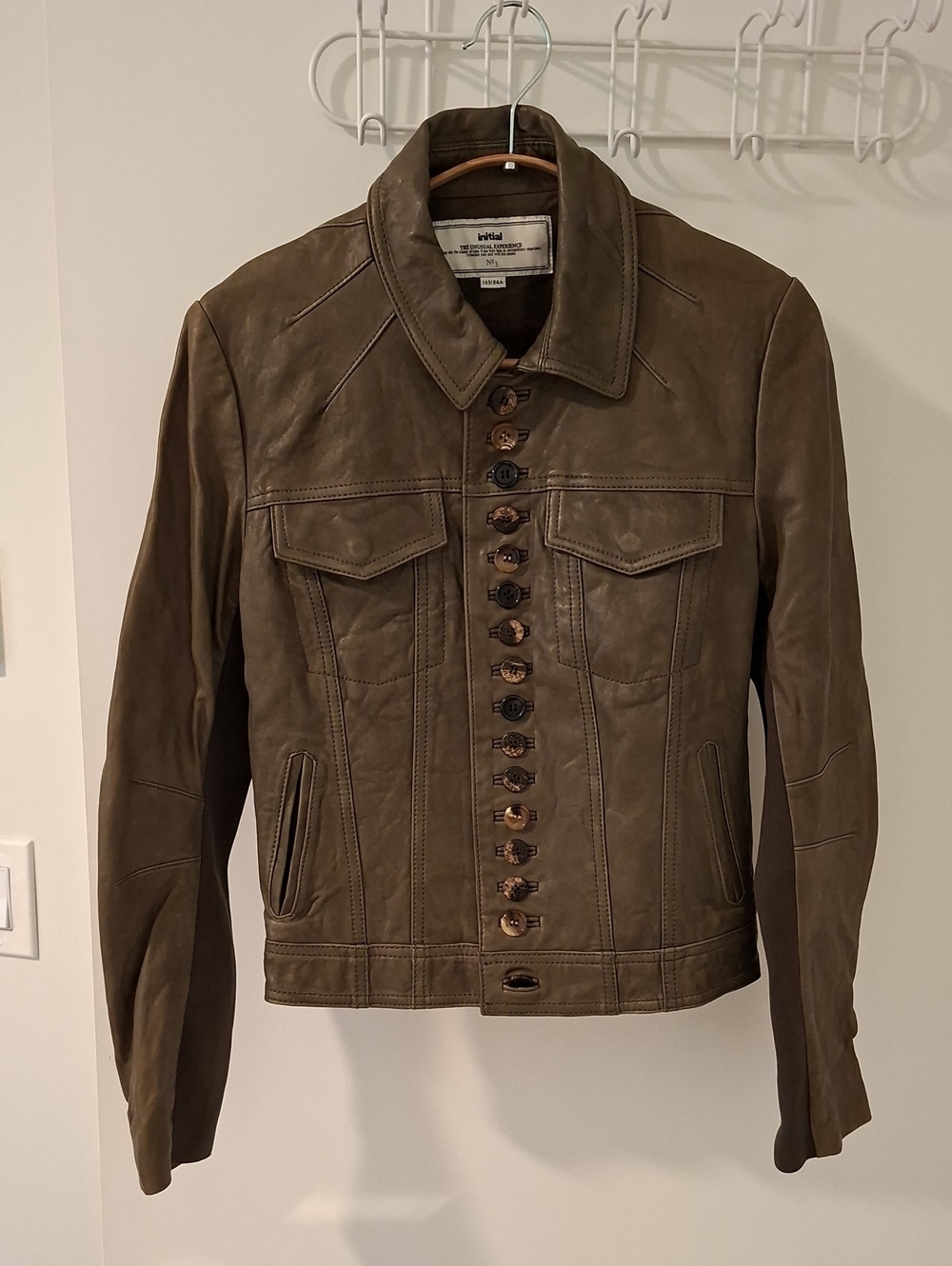 Olive Green Genuine Lamb Leather Super Soft Moto/Military Jacket (Size XS)